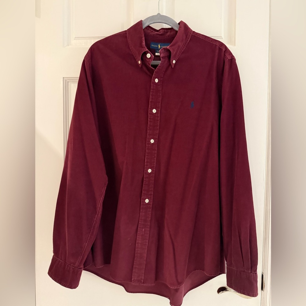 Ralph Lauren Men's Dark Red Button Down Shirt